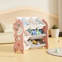 Ver imagem 4 de Estante Caixa Organizador Brinquedos Bau Infantil 3 Prateleiras Porta Treco Multifuncional Bebe Rosa