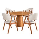 Ver imagem 3 de Mesa Cone Tampo 90cm Redondo & 4 Cadeiras Lithi em Linho com Braços Design Versátil