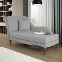 Ver imagem 1 de Divã Recamier Chaise Longue Valentina Clássico com Pés de Madeira Linho Cinza - Desk Design