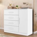 Ver imagem 7 de Guarda Roupa Casal Evidence Plus com Cômoda Sapateira Genova Plus 4 Gavetas Branco-Zanini