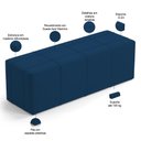 Ver mais imagens de Puff Decorativo Living Sala de Estar 195 Cm Roma W01 Suede Azul Marinho - lyam