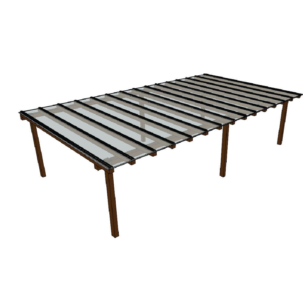 Cobertura Policarbonato Alveolar 7,00m x 4,00m - Cristal 4mm - 1