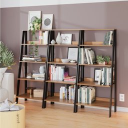 Estante para Livros Escada 140cmx183cm 4 Prateleiras Tok Yescasa - 1
