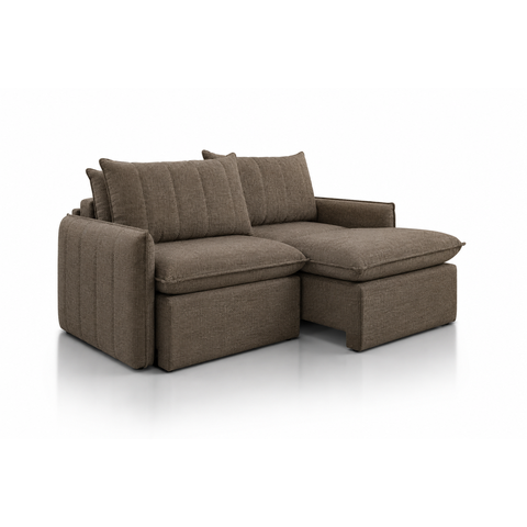 Sofá Retrátil e Reclinável Siena com Molas Ensacadas e Função Cama:Linho Capuccino/1.80