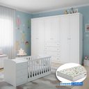 Ver imagem 4 de Berço Multifuncional Atlanta e Guarda Roupa 6 Portas Americano Ambiente Branco Fosco Henn com Colch