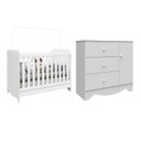 Ver imagem 2 de Quarto de Bebê Cômoda 3 Gavetas 1 Porta Berço Americano 3 em 1 Pirueta Espresso Móveis