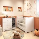 Ver imagem 5 de Quarto de Bebê Cômoda 3 Gavetas 1 Porta Berço Americano 3 em 1 Pirueta Espresso Móveis