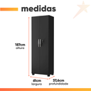 Ver imagem 3 de Armário Multiuso e Sapateira Organizadora Chicago 2 Portas com Chave 4 Prateleiras