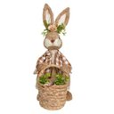 Ver imagem 1 de Coelho de Pascoa Femea com Cesta Palha e Roupa Xadrez