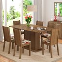 Ver imagem 1 de Conjunto Sala de Jantar Madesa Megan Mesa Tampo de Madeira com 6 Cadeiras Rustic/Floral Hibiscos Cor