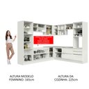 Ver imagem 6 de Armário de Cozinha Completa de Canto 546cm Branco/Branco Veludo Lux Madesa 01