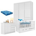 Ver imagem 1 de Quarto de Bebê Blenda com Berço Multifuncional Cleo Branco Acetinado e Colchão – Phoenix