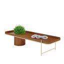 Ver imagem 2 de Mesa de Centro Cachepot em Madeira Maciça Imbuia Mel Estrutura Metálica Champagne