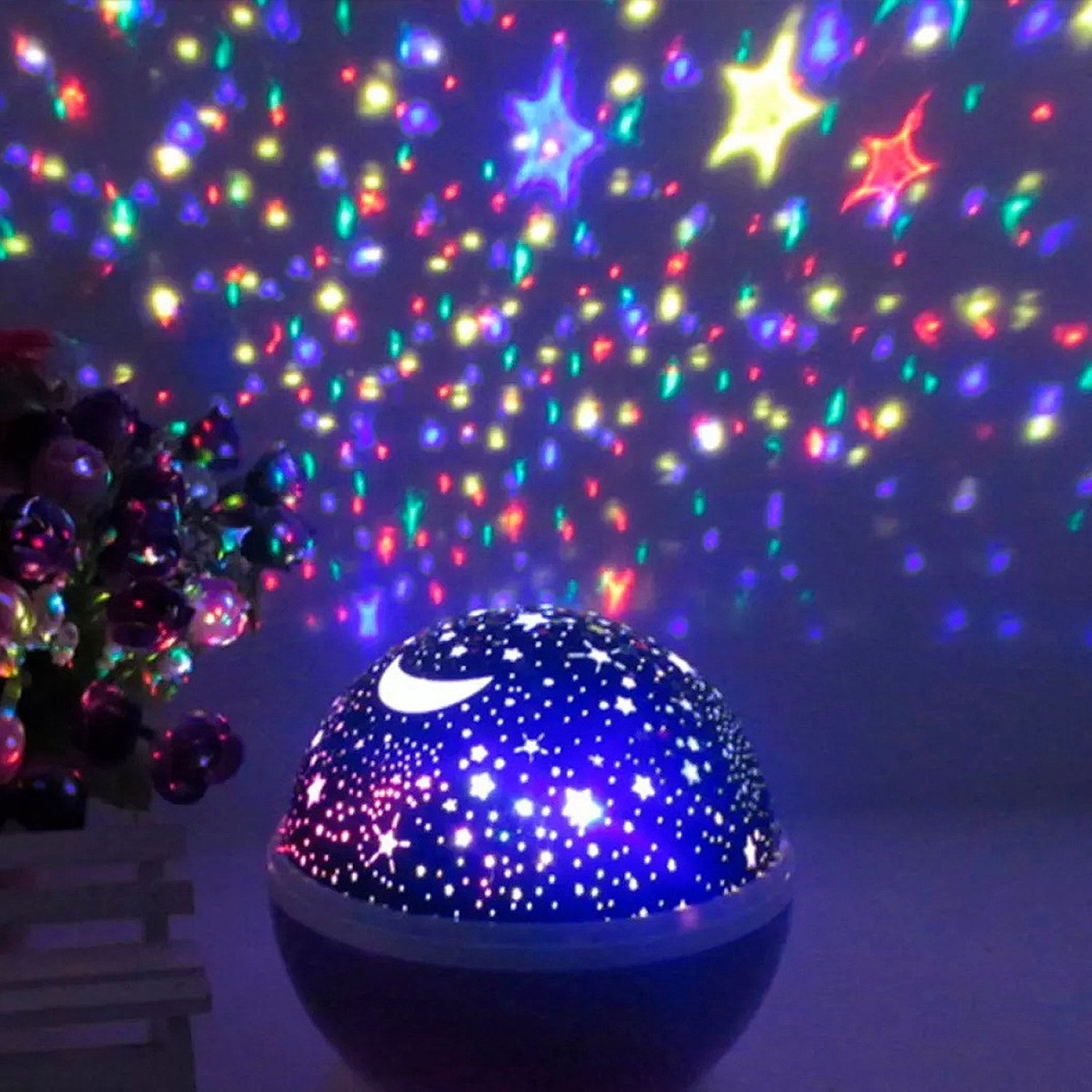 Luminária Abajur Gira Projetor Estrelas LED RGB Starry Night Decorlaser - 3