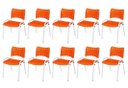 Ver imagem 2 de Cadeira Iso Base Branco Escola, Escritório Laranja Kit 10 Un