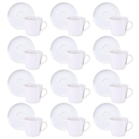 Conjunto 12 Xícaras com Pires Porcelana 185ml Tramontina Leonora Café Chá Mesa Posta