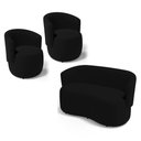 Ver imagem 1 de Kit 2 Poltronas e 1 Namoradeira Aisha Orgânica Veludo Preto - Desk Design