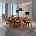 Ver imagem 1 de Sala de Jantar Mesa Noronha 220cm Tampo Laminado Barril e 8 Cadeiras Viena Gold