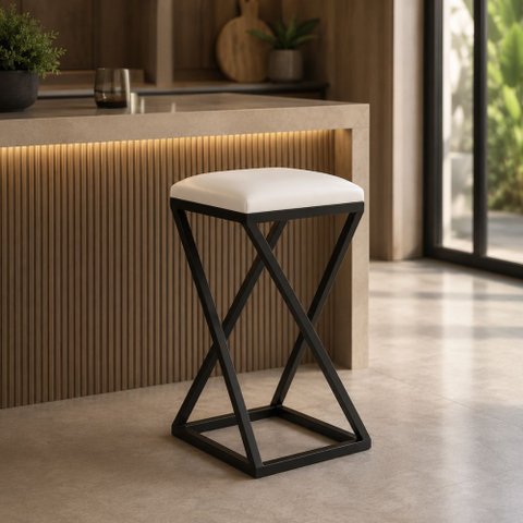 Banqueta Banco 50 cm Balcão Moderno Cozinha Bancada Couro Sintético