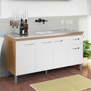 Ver imagem 2 de Balcão Gabinete de Cozinha Gabriela 150cm sem Tampo Ajl Móveis:amêndoa Branco