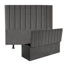 Ver imagem 1 de Kit Cabeceira e Calçadeira Baú Casal 140cm Carla Suede Cinza Escuro - D A DECOR