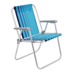 Cadeira Praia Dobrável Alumínio Samoa Azul Claro Tramontina