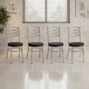 Ver imagem 4 de Conjunto 4 Cadeiras para Sala de Jantar Debrum Cromado/Preto