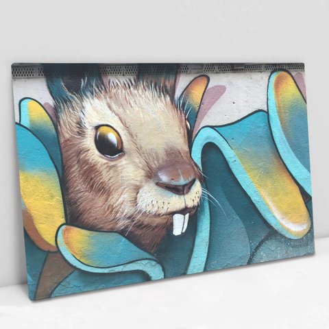 Quadro Decorativo em Canvas Arte de Rua TaColado Moldura Flutuante 4,5cm Freijó 120 x 80cm
