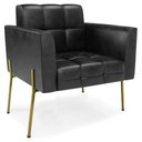 Ver imagem 6 de Poltrona Sala Pé Metal Dourado Kit 2 Ana Sintético Pu Preto - Ibiza