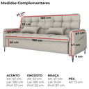 Ver imagem 4 de Sofa Cama 2 Lugares 200cm Pillar Linho Plano Milenum Palha Milani Store