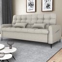 Ver imagem 2 de Sofa Cama 2 Lugares 200cm Pillar Linho Plano Milenum Palha Milani Store