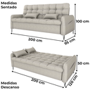 Ver imagem 3 de Sofa Cama 2 Lugares 200cm Pillar Linho Plano Milenum Palha Milani Store