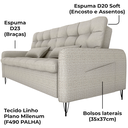 Ver imagem 7 de Sofa Cama 2 Lugares 200cm Pillar Linho Plano Milenum Palha Milani Store
