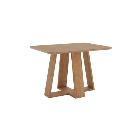 Mesa Lins 120cm Canto Arredondado com Vidro Marrom/Nature
