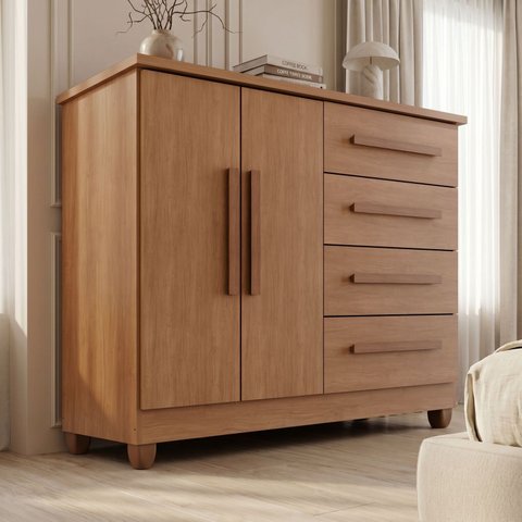Cômoda 2 Portas 4 Gavetas com Sapateira Titan