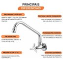 Ver imagem 3 de Torneira Cozinha Parede Tríade 1/4 de Volta 27398 Meber - Cromado