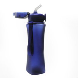 Garrafa Squeeze 600Ml Trava Azul Alça Bebida Bico Silicone - 3