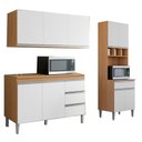 Ver imagem 2 de Conjunto Kit Cozinha Compacta Balcão sem Tampo e Aéreo 120cm e Armário Paneleiro Torre Ajl Móveis