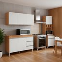 Ver imagem 1 de Conjunto Kit Cozinha Compacta Balcão sem Tampo e Aéreo 120cm e Armário Paneleiro Torre Ajl Móveis