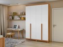 Ver imagem 2 de Guarda-roupas 4 Portas 2 Gavetas 100% Mdf Alonzo sem Espelho e com Pés - Lopas Amendoa Clean/branco