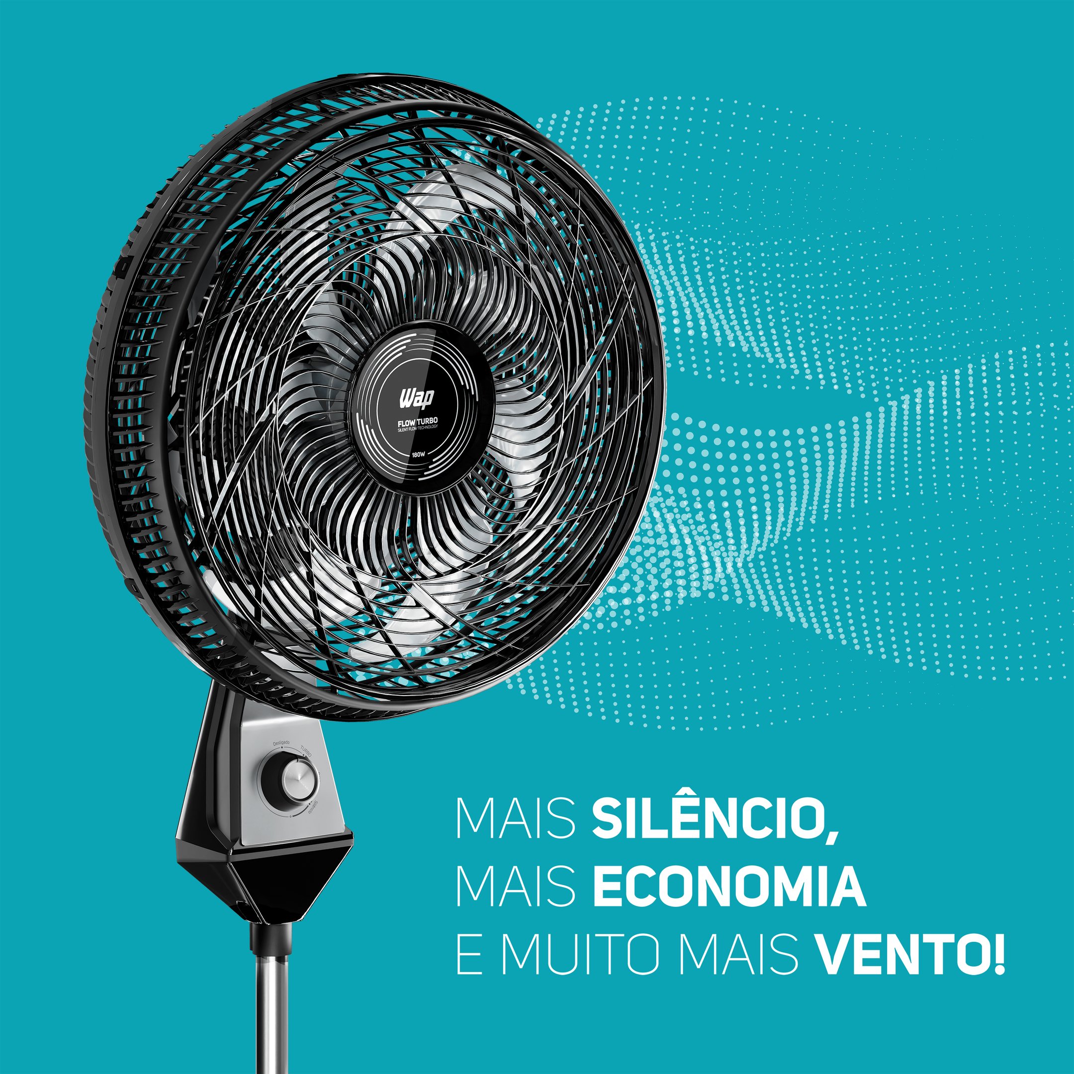 Ventilador de Coluna Wap Flow Turbo com 8 Pás e 3 Velocidades,baixo Ruído 180w 127v - 7