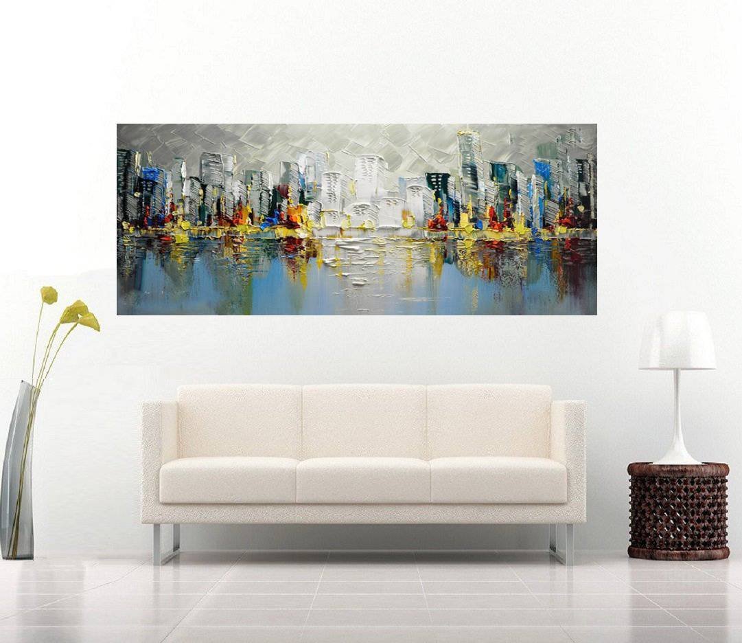 Quadro Pintura Tela Cidade Paisagem Urbana 2441: 50cm (A) x 130cm (L) - 3