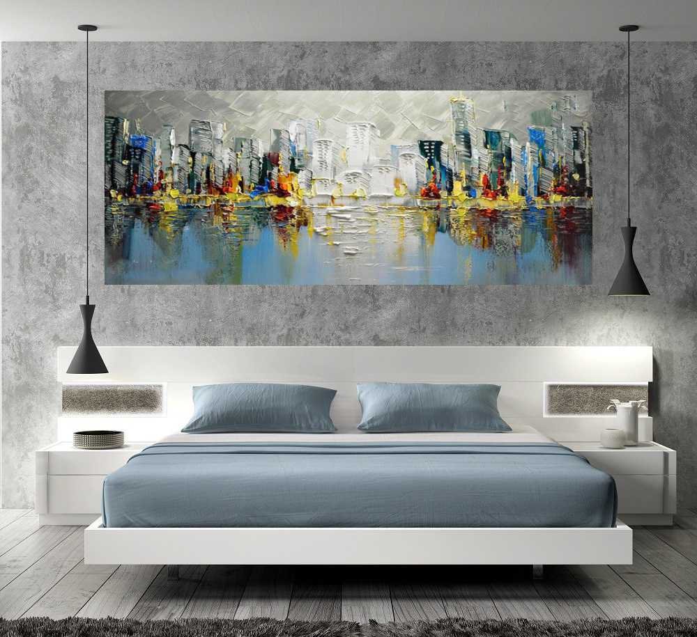 Quadro Pintura Tela Cidade Paisagem Urbana 2441: 50cm (A) x 130cm (L) - 5