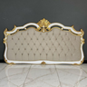 Cabeceira Painel King Imperial Clássica Entalhada Laca Branca Apliques Folheados a Ouro - 2