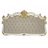 Cabeceira Painel King Imperial Clássica Entalhada Laca Branca Apliques Folheados a Ouro - 1
