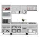Ver imagem 4 de Cozinha Amara Armários Aéreos Porta Vidro Torre Quente Balcões 3 Gavetas Branco/Azul 250785