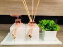 Ver imagem 1 de Kit Lavabo Luxo Rose Gold Branco Vasinho Plantinha Vidro Bandeja Sabonete Difusor