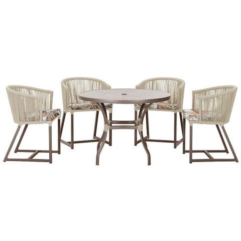 Mesa com 4 Cadeiras e Noronha Estofado 6 Trama Original Rami