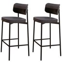 Ver imagem 1 de Kit 02 Banquetas Alta Bar Cozinha Sala de Jantar Aço Preto Kaira C01 Linho Preto Courino Preto -