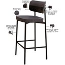 Ver imagem 7 de Kit 02 Banquetas Alta Bar Cozinha Sala de Jantar Aço Preto Kaira C01 Linho Preto Courino Preto -